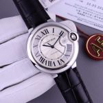 Cartier 42MM in Diameter 2824 Movement Sapphire Glass Black Leather Bracelet Watch